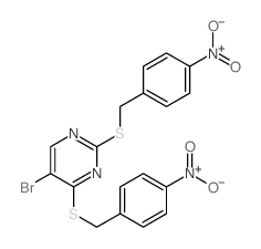5-bromo-2,4-bis[(4-nitrophenyl)methylsulfanyl]pyrimidine结构式