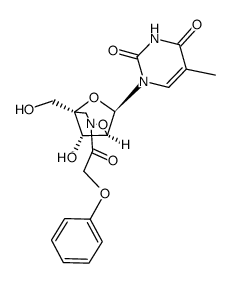 5-methyl-2'-O,4'-C-(N-phenoxyacetylaminomethylene)uridine结构式