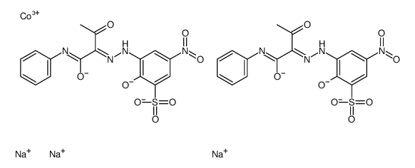 trisodium bis[2-hydroxy-5-nitro-3-[[2-oxo-1-[(phenylamino)carbonyl]propyl]azo]benzenesulphonato(3-)]cobaltate(3-) structure