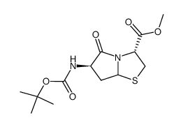6-tert-butoxycarbonylamino-5-oxo-hexahydro-pyrrolo[2,1-b]thiazole-3-carboxylic acid methyl ester结构式