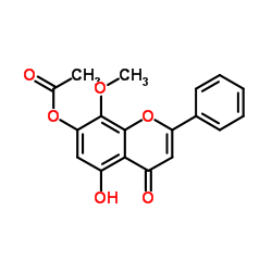 5-羟基-7-乙酰氧基-8-甲氧基黄酮结构式