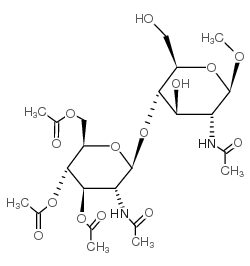 甲基2-乙酰胺基-4-O-(2-乙酰氨基-3,4,6-三-O-乙酰基-β-D-吡喃葡萄糖基)-2-脱氧-β-D-吡喃葡萄糖苷结构式