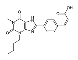 (E)-3-[4-(3-butyl-1-methyl-2,6-dioxo-7H-purin-8-yl)phenyl]prop-2-enoic acid结构式