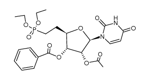 1-(2-O-acetyl-3-O-benzoyl-5,6-dideoxy-6-diethylphosphono-β-D-ribo-hexofuranosyl)uracil结构式