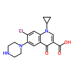 7-氯-1-环丙基-4-氧代-6-(哌嗪-1-基)-1,4-二氢喹啉-3-羧酸结构式