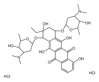 (7S,9R,10R)-7,10-bis[[(2S,4S,5S,6S)-4-(dimethylamino)-5-hydroxy-6-methyloxan-2-yl]oxy]-9-ethyl-4,6,9,11-tetrahydroxy-8,10-dihydro-7H-tetracene-5,12-dione,dihydrochloride Structure