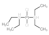 反式双(二乙基硫)二氯化铂(II),Pt 43.7％结构式