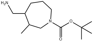 叔-丁基 4-(氨基甲基)-3-甲基吖庚环-1-甲酸基酯结构式