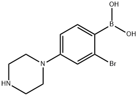 2-Bromo-4-(piperazin-1-yl)phenylboronic acid Structure