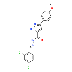 (E)-N-(2,4-dichlorobenzylidene)-3-(4-methoxyphenyl)-1H-pyrazole-5-carbohydrazide结构式