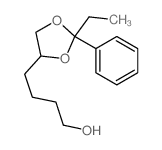 4-(2-ethyl-2-phenyl-1,3-dioxolan-4-yl)butan-1-ol结构式
