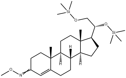 (20R)-20,21-Bis(trimethylsiloxy)pregn-4-en-3-one O-methyl oxime结构式