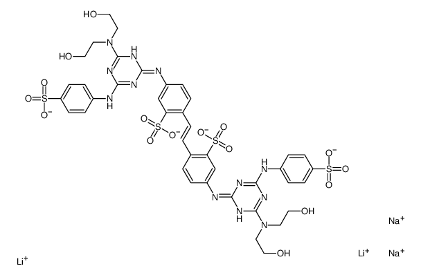 4,4'-bis[[4-[bis(2-hydroxyethyl)amino]-6-[(4-sulphophenyl)amino]-1,3,5-triazin-2-yl]amino]stilbene-2,2'-disulphonic acid, lithium sodium salt结构式