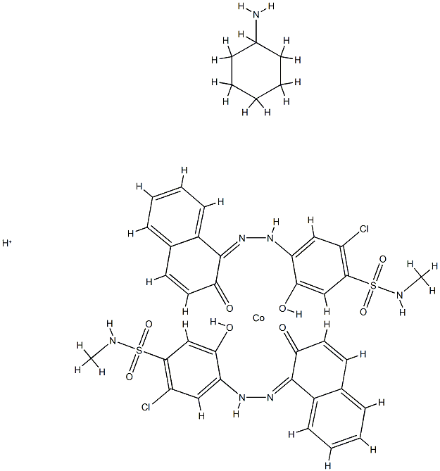 环己胺与双[2-氯-5-羟基-4-[(2-羟基)-1-(萘基)偶氮]-N-甲基苯磺酰胺合钴酸氢]的化合物结构式