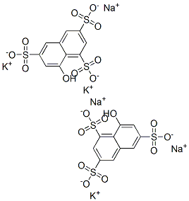 8-hydroxynaphthalene-1,3,6-trisulphonic acid, potassium sodium salt structure