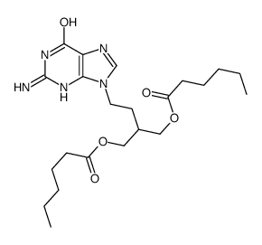 [4-(2-amino-6-oxo-3H-purin-9-yl)-2-(hexanoyloxymethyl)butyl] hexanoate Structure