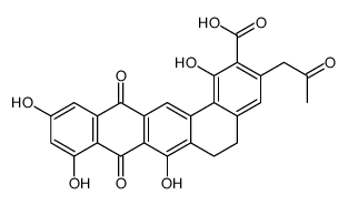 Benzo(a)naphthacene-2-carboxylic acid, 5,6,8,13-tetrahydro-1,7,9,11-te trahydroxy-8,13-dioxo-3-(2-oxopropyl)-结构式