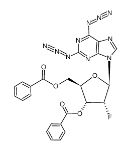 2,6-diazido-9-(3,5-di-O-benzoyl-2-deoxy-2-fluoro-β-D-ribofuranosyl)purine结构式