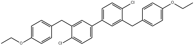 4,4'-dichloro-3,3'-bis(4-ethoxybenzyl)-1,1'-biphenyl Structure