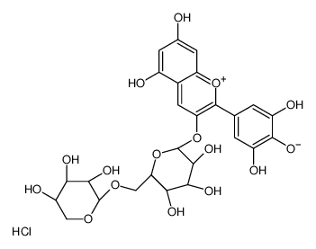 氯化飞燕草素-3-O-桑布双糖苷结构式