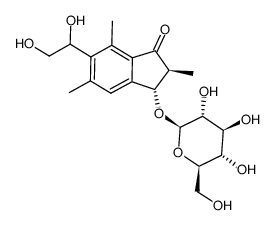 6-(1,2-Dihydroxyethyl)-3-(β-D-glucopyranosyloxy)-2,3-dihydro-2,5,7-trimethyl-1H-inden-1-one Structure