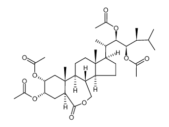 2α,3α-22R,23R-tetraacetoxy-B-homo-7-oxa-24S-methyl-5α-cholestan-6-one结构式