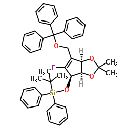 4H-Cyclopenta-1,3-dioxole, 4-[[(1,1-dimethylethyl)diphenylsilyl]oxy]-5-fluoro-3a,6a-dihydro-2,2-dimethyl-6-[(triphenylmethoxy)Methyl]-, (3aR,4R,6aR)- Structure