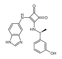 3-(1H-benzimidazol-5-ylamino)-4-[(S)-1-(3-hydroxyphenyl)ethylamino]cyclobut-3-ene-1,2-dione结构式