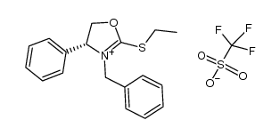 (R)-S-ethyl-3-benzyl-4-phenyloxazolidin-2-thionium triflate结构式