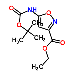 5-(叔丁氧基羰基氨基)异噁唑-3-羧酸乙酯结构式