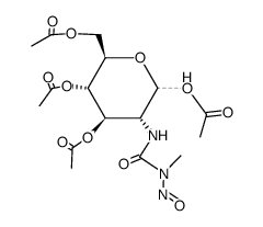 2-Deoxy-2-(3-methyl-3-nitrosoureido)-D-glucopyranose 1,3,4,6-tetraacetate structure