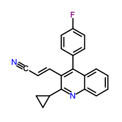(E)-3-[2-环丙基-4-(4-氟苯基)-3-喹啉基]-2-丙烯腈结构式