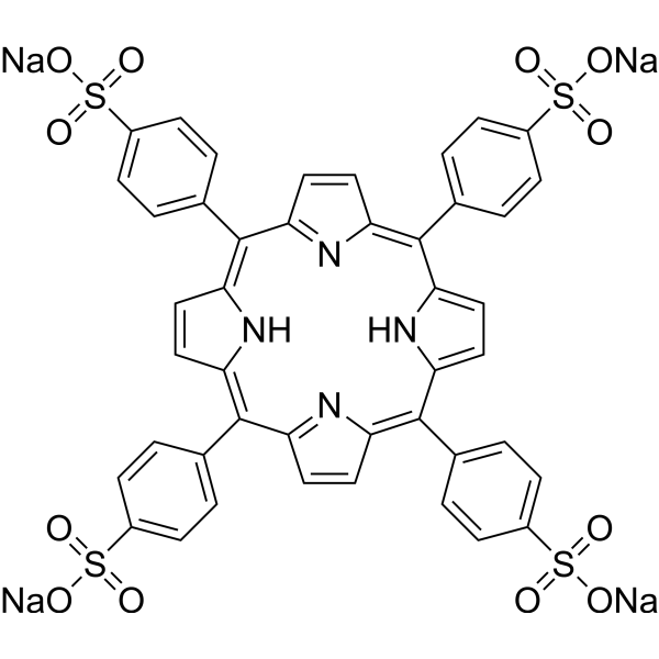 MESO-四(4-磺基苯基)卟啉四钠盐十二水和物结构式