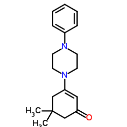 5,5-dimethyl-3-(4-phenylpiperazinyl)cyclohex-2-en-1-one结构式