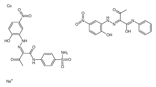 sodium [N-[4-(aminosulphonyl)phenyl]-2-[(2-hydroxy-5-nitrophenyl)azo]-3-oxobutyramidato(2-)][2-[(2-hydroxy-5-nitrophenyl)azo]-3-oxo-N-phenylbutyramidato(2-)]cobaltate(1-)结构式
