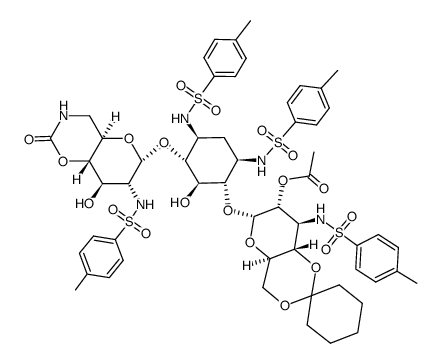 2''-O-Acetyl-6'-N,4'-O-carbonyl-4'',6''-O-cyclohexylidene-1,3,2',3''-tetra-N-tosylkanamycin B结构式