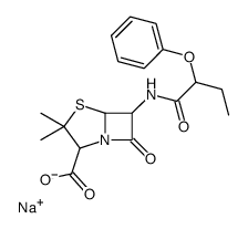 sodium,3,3-dimethyl-7-oxo-6-(2-phenoxybutanoylamino)-4-thia-1-azabicyclo[3.2.0]heptane-2-carboxylate Structure