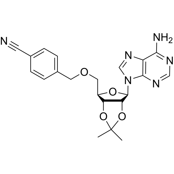 5'-O-[(4-氰基苯基)甲基]-2',3'-O-(异丙亚基)腺苷结构式