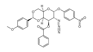 p-nitrophenyl 2-azido-3-O-benzoyl-2-deoxy-4,6-O-p-methoxybenzylidene-α-D-galactopyranoside Structure