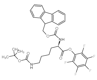 N'-叔丁氧羰基-N-芴甲氧羰基-D-赖氨酸五氟苯基酯结构式