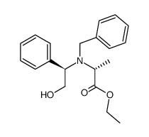 (R)-2-[Benzyl-((R)-2-hydroxy-1-phenyl-ethyl)-amino]-propionic acid ethyl ester Structure