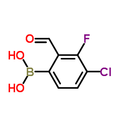 (4-Chloro-3-fluoro-2-formylphenyl)boronic acid结构式