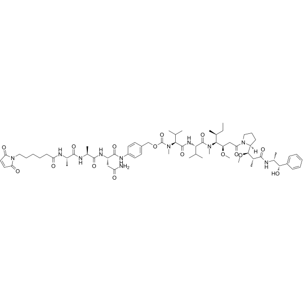 Mc-Alanyl-Alanyl-Asparagine-PAB-MMAE Structure