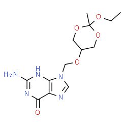 2-氨基-9-(((2-乙氧基-2-甲基-1,3-二氧杂环己烷-5-基)氧基)甲基)-3H-嘌呤结构式