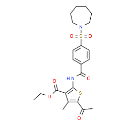 ethyl 5-acetyl-2-(4-(azepan-1-ylsulfonyl)benzamido)-4-methylthiophene-3-carboxylate Structure