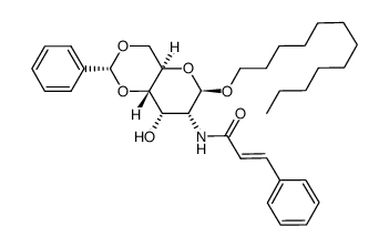1-dodecyl (R)-4,6-O-benzylidene-2-deoxy-2-(trans-3-phenyl-2-propenamido)-β-D-allopyranoside Structure