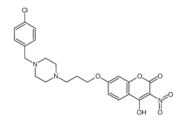 1-(4-chlorobenzyl)-4-[3-(4-hydroxy-3-nitrocoumarin-7-yloxy)propyl]piperazine Structure