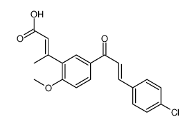 (E)-3-[5-[(E)-3-(4-chlorophenyl)prop-2-enoyl]-2-methoxyphenyl]but-2-enoic acid Structure