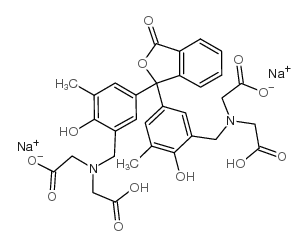 sodium,2-[(Z)-[3-[[bis(carboxymethyl)amino]methyl]-4-hydroxy-5-methylphenyl]-[3-[[bis(carboxymethyl)amino]methyl]-5-methyl-4-oxocyclohexa-2,5-dien-1-ylidene]methyl]benzoate Structure