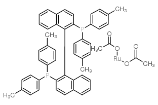 二乙酰基[(|S|)-(-)-2,2'-双(二-|p|-苯基磷酰)-1,1'联萘]钌结构式